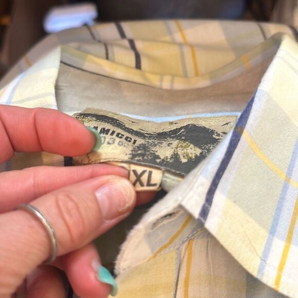 Gramicci Mens Blue White Plaid Button Down Short Sleeve Shirt Size XL - Picture 5 of 7